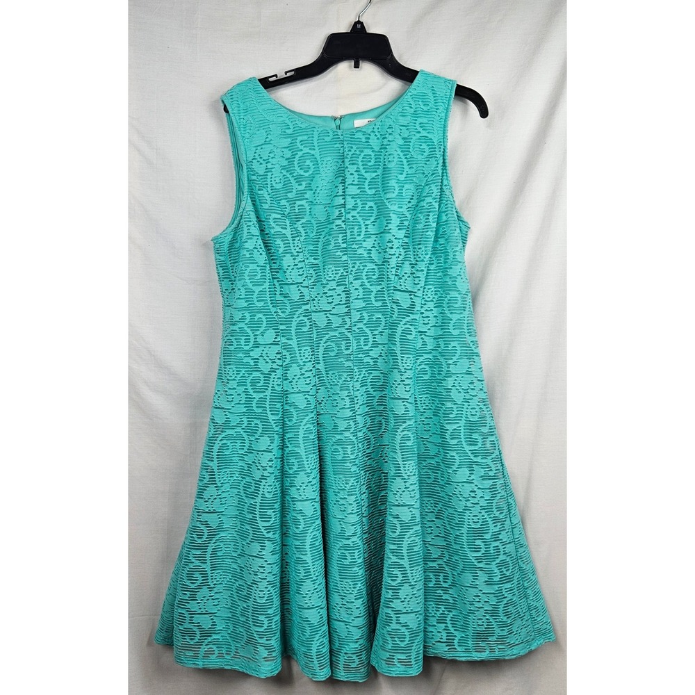 Studio‎ One NY Teal Green Textured Lace Fit and Flare Dress Size 16 Fairy